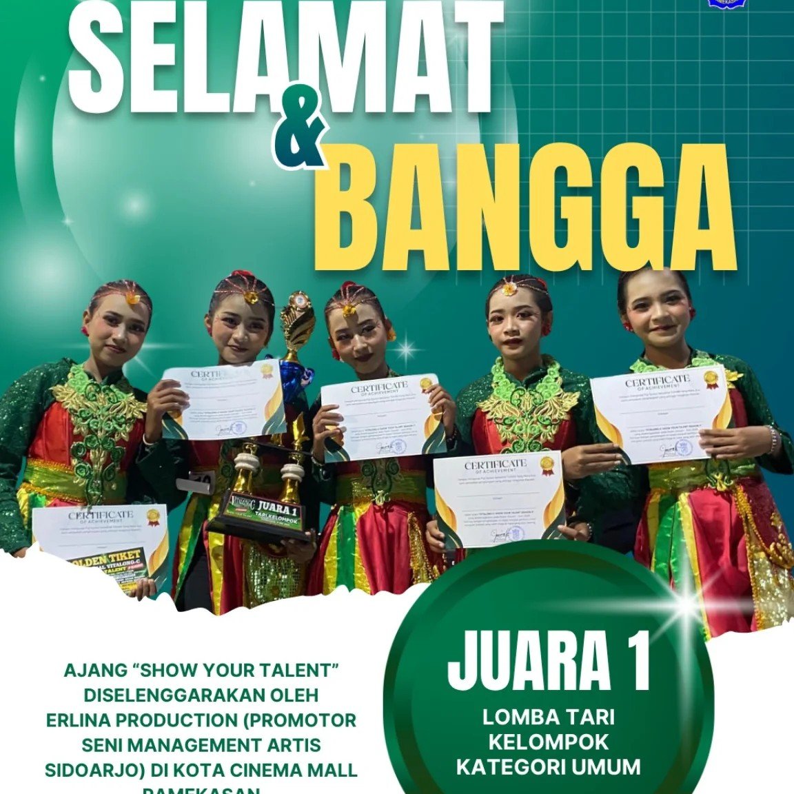 Juara 1 Lomba Tari Kelompok Kategori Umum