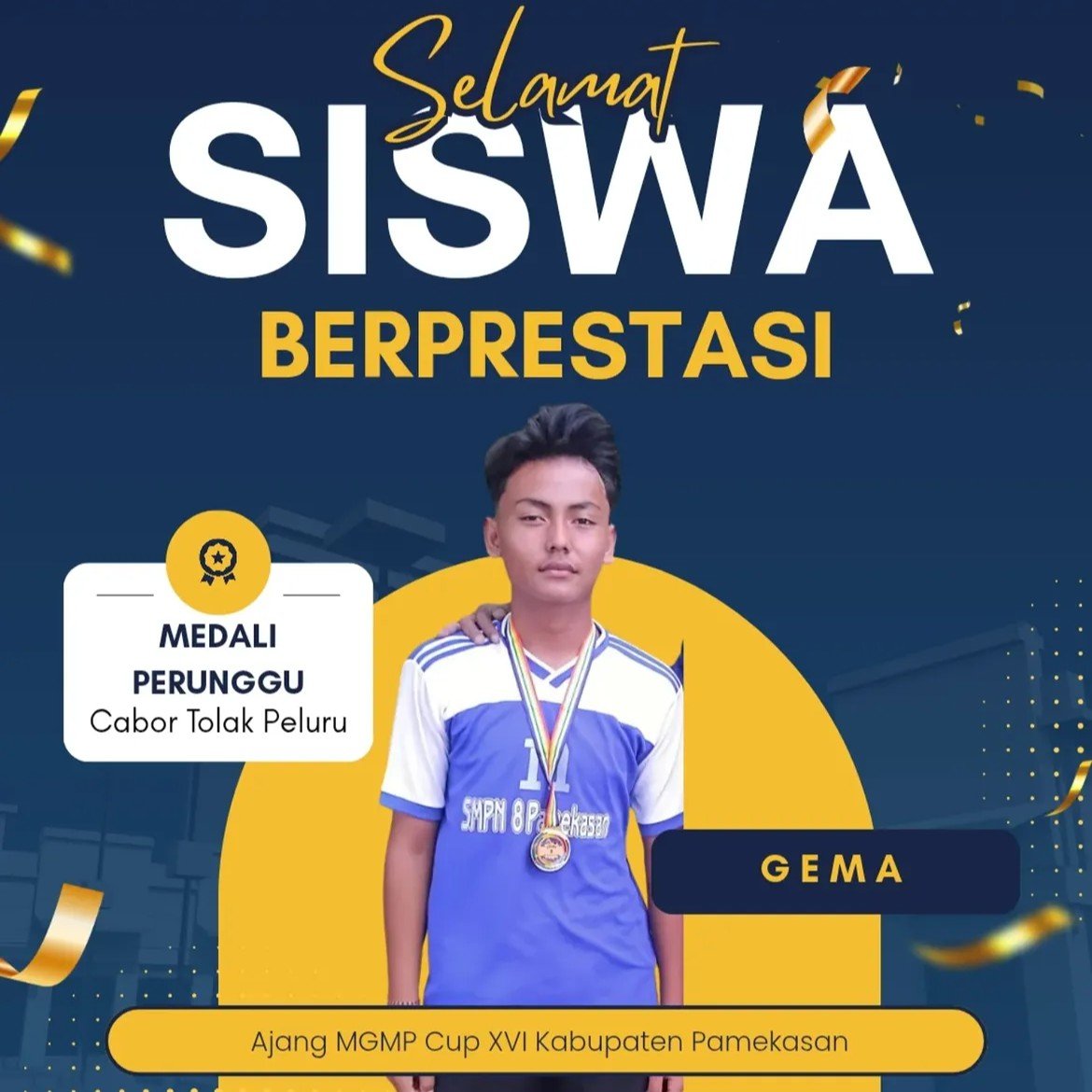 Medali Perunggu Tolak Peluru – MGMP Cup XVI Kabupaten Pamekasan